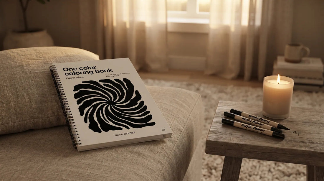One Color Coloring Book and dual tip brush pens — coloring book for relaxation