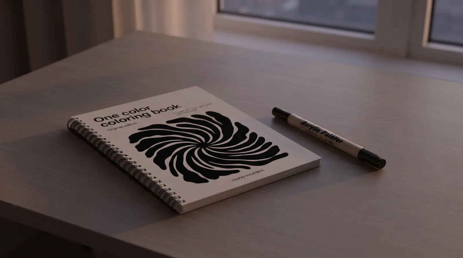 One Color Coloring Book and dual tip brush pens — decision free coloring