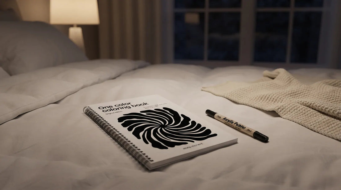 One Color Coloring Book and dual tip brush pens — coloring before bed