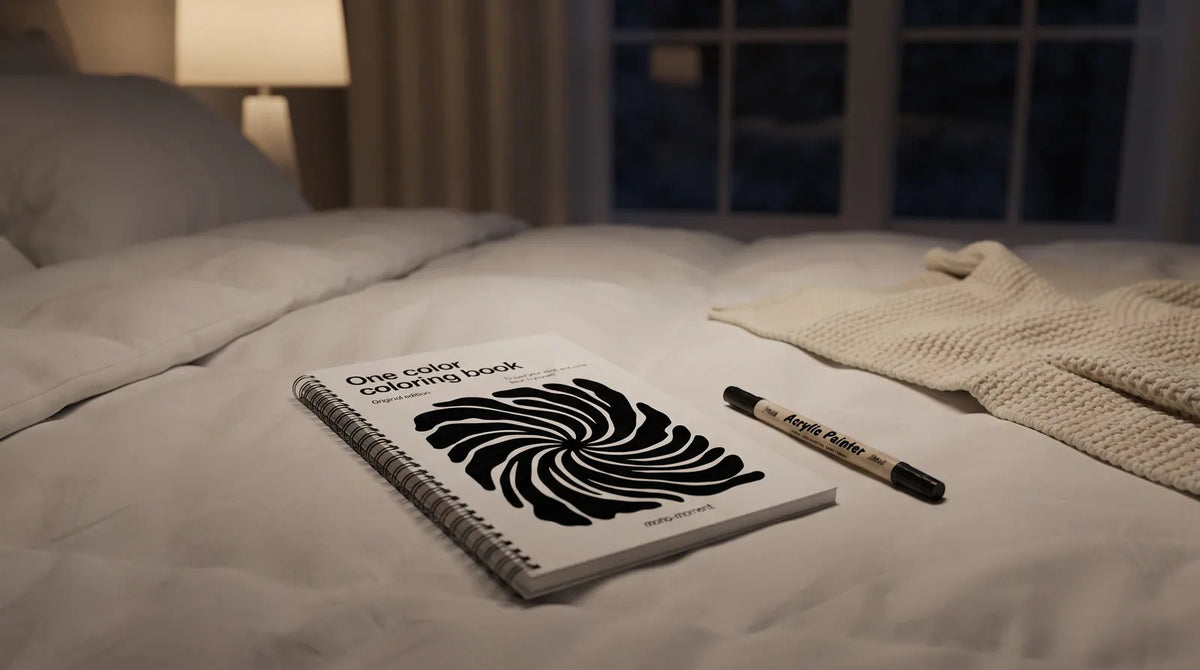 One Color Coloring Book and dual tip brush pens — coloring before bed