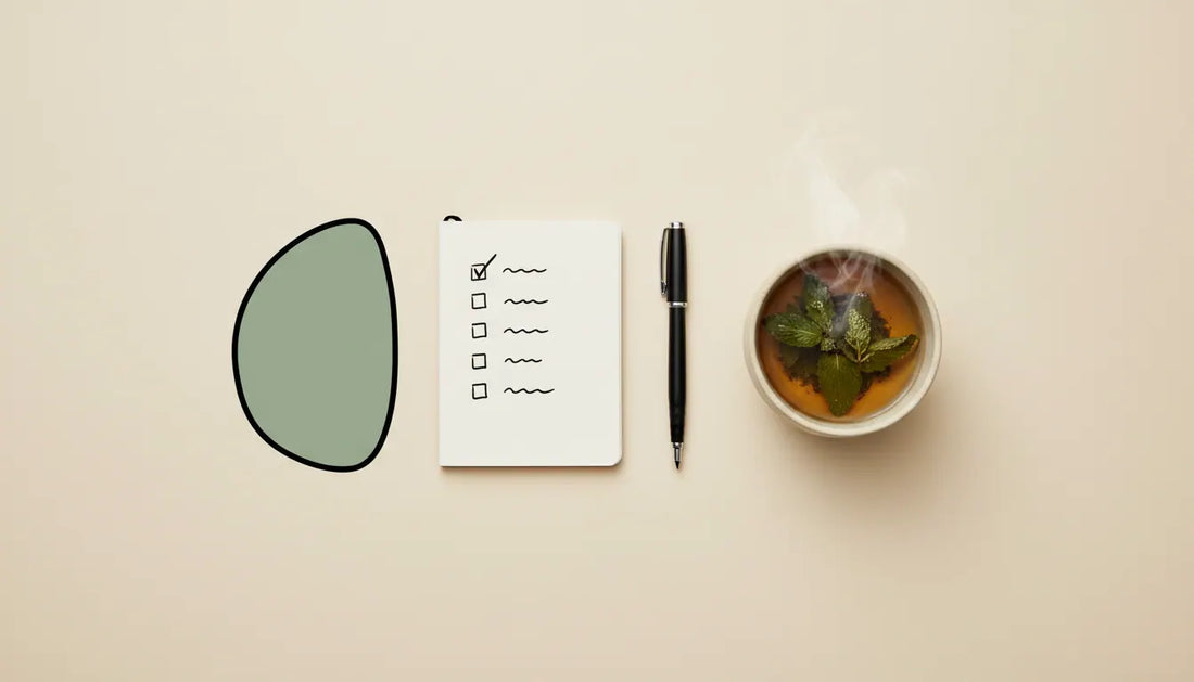 Self care activities, a calm flat lay of small everyday self-care objects on cream