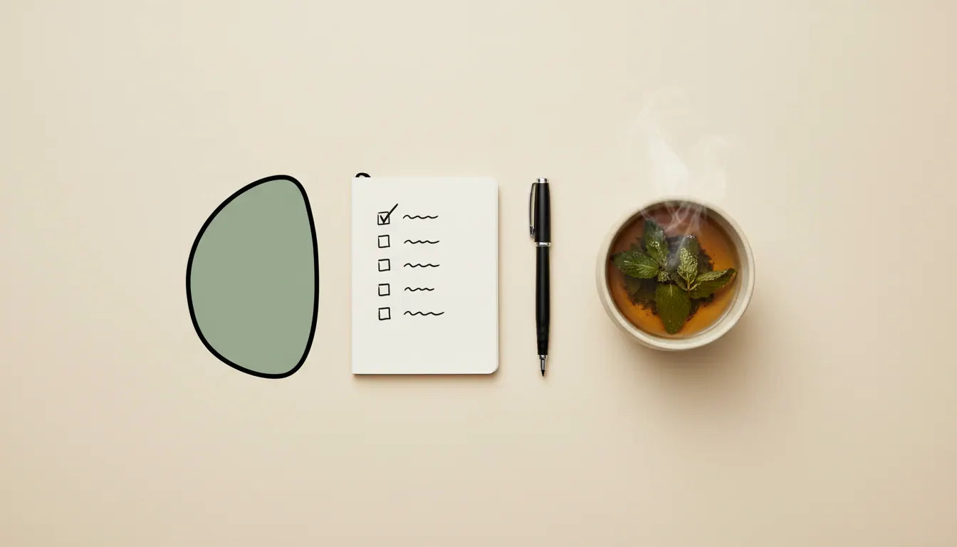 Self care activities, a calm flat lay of small everyday self-care objects on cream