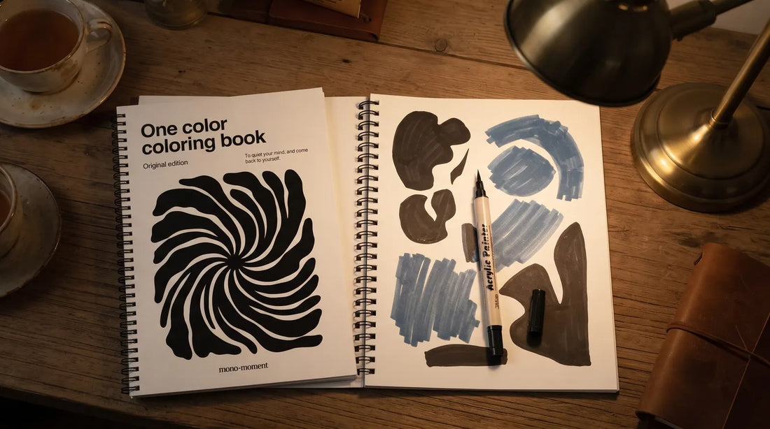 One Color Coloring Book and dual tip brush pens — bold and easy coloring pages