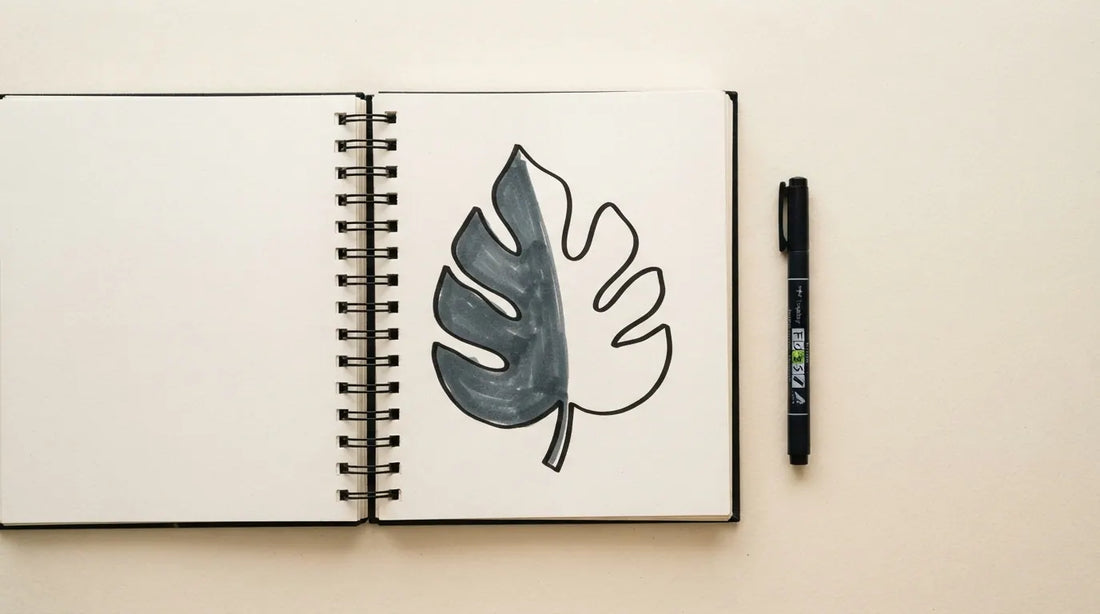 Black and white coloring book for adults, an open bold one-color page on cream linen