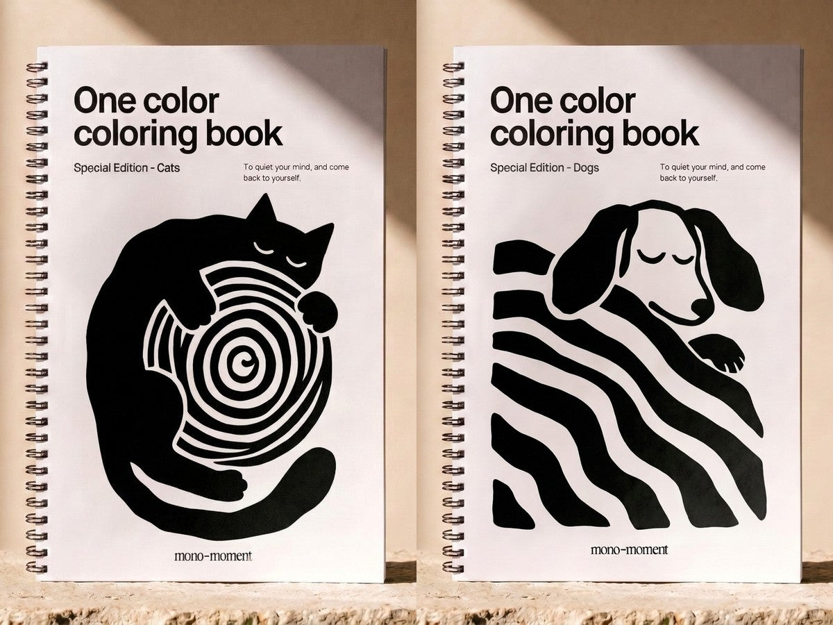 The One Color Coloring Book Cats Special Edition and Dogs Special Edition covers side by side