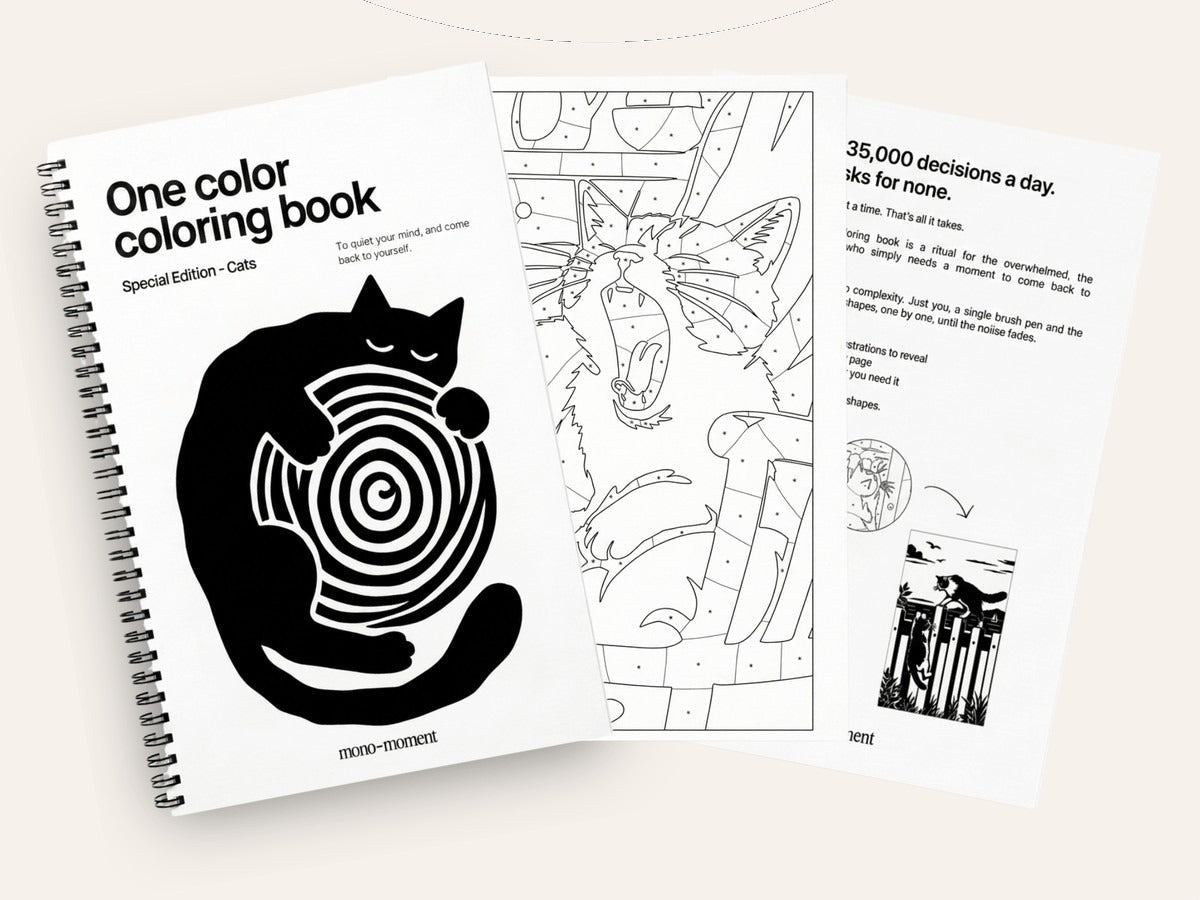 One Color Coloring Book Cats Special Edition by Mono Moment, cover shown with interior cat pages