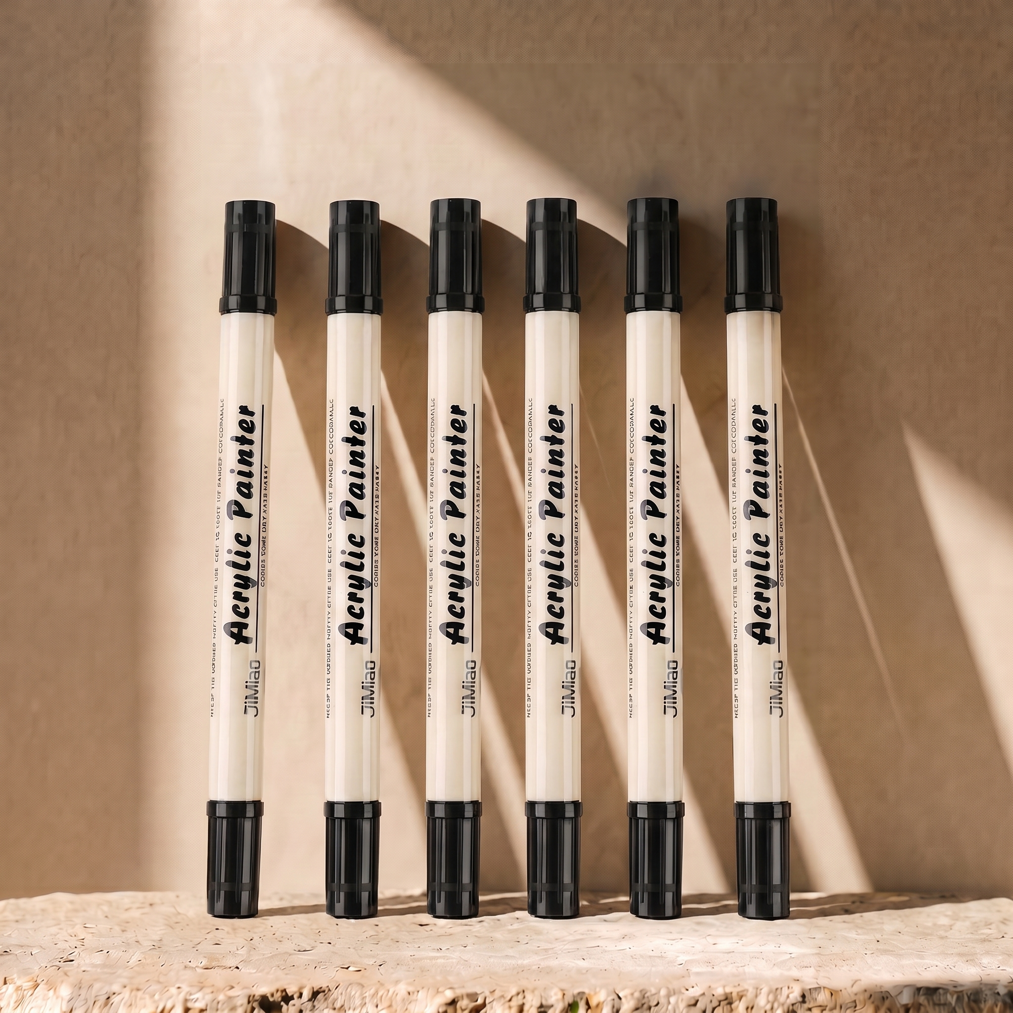 6 Dual Tip Brush Pens - Black Ink