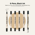 Set of 6 dual-tip brush pens with black water-based ink by Mono Moment