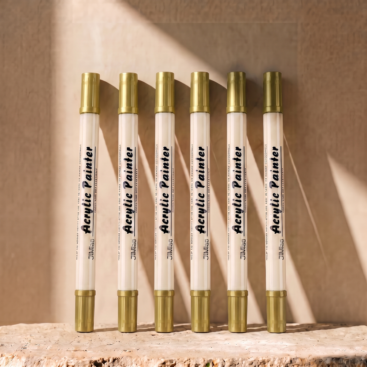 6 Dual Tip Brush Pens - Metallic Gold Ink