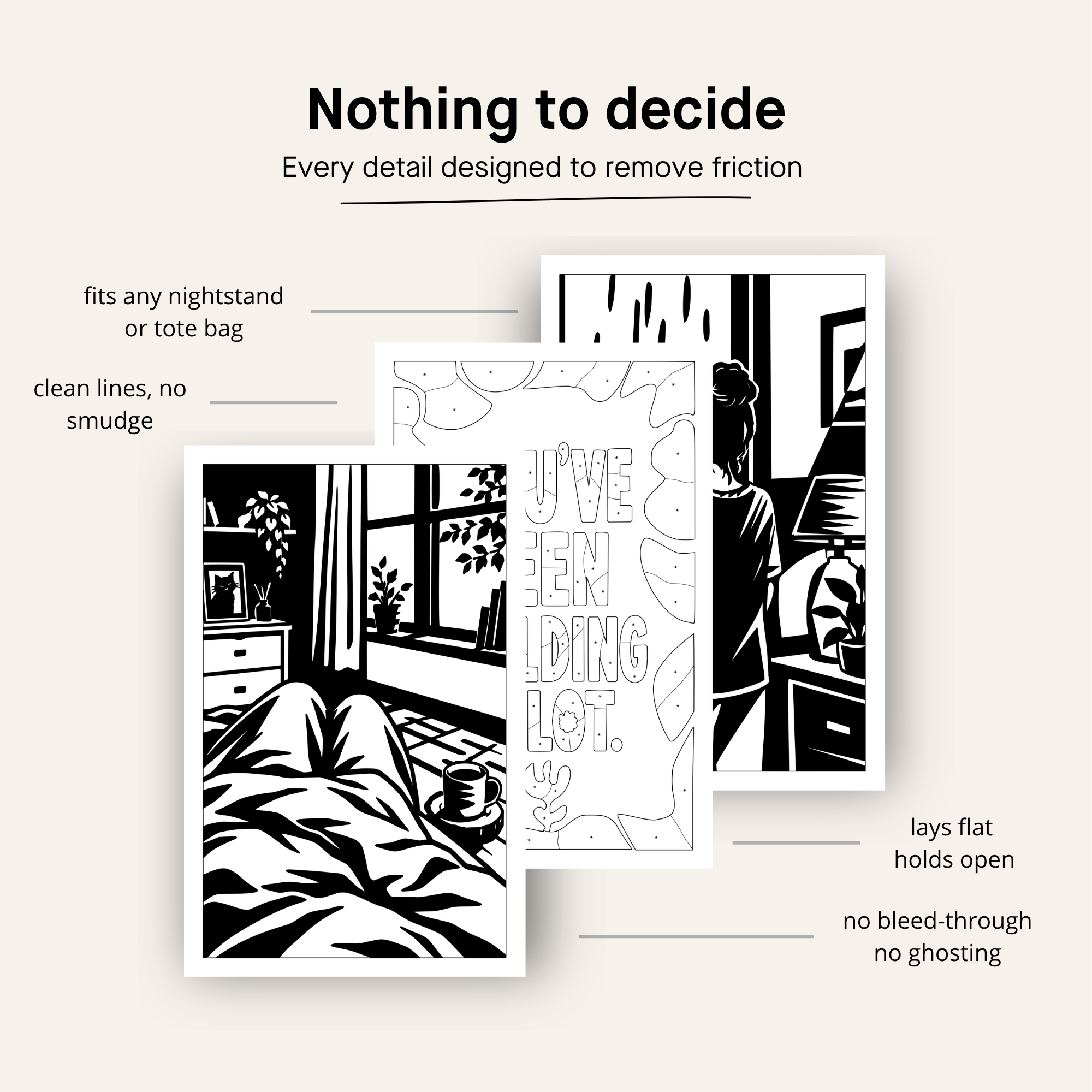 One color coloring book for adults, bold single-color pages by Mono Moment.
Book 2 - New Chapter Edition
