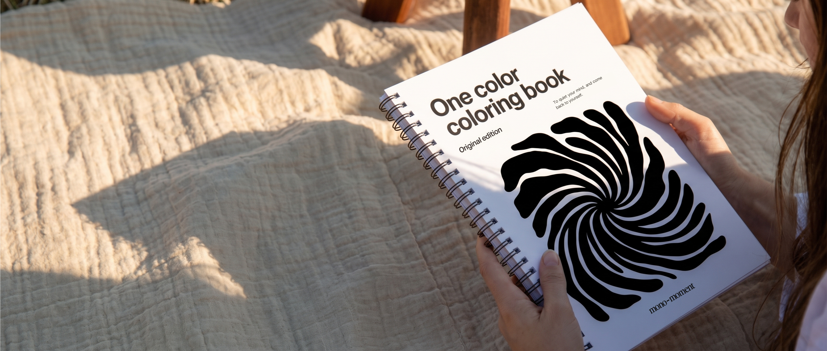 One-color coloring book from Mono Moment for adults. To quiet your mind, and come back to yourself.